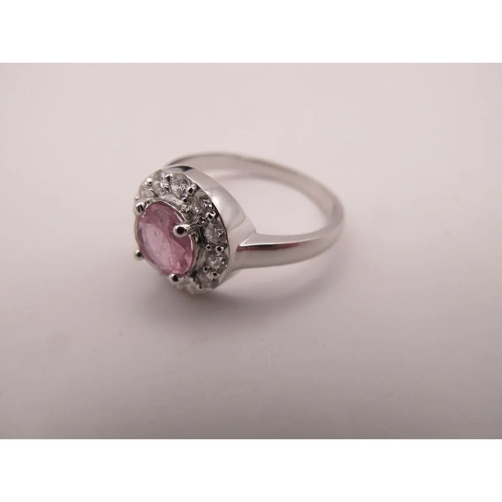 Brilliant 1.52 ct Pink‎ Ruby and Lab Created Diamond Ring - Size 6.5